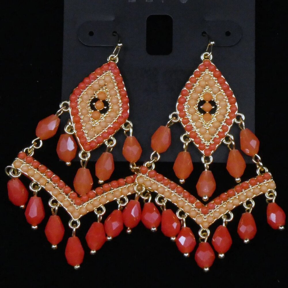 INC International Concepts‎ INC Gold-Tone Beaded Coral Kite Drop Earrings